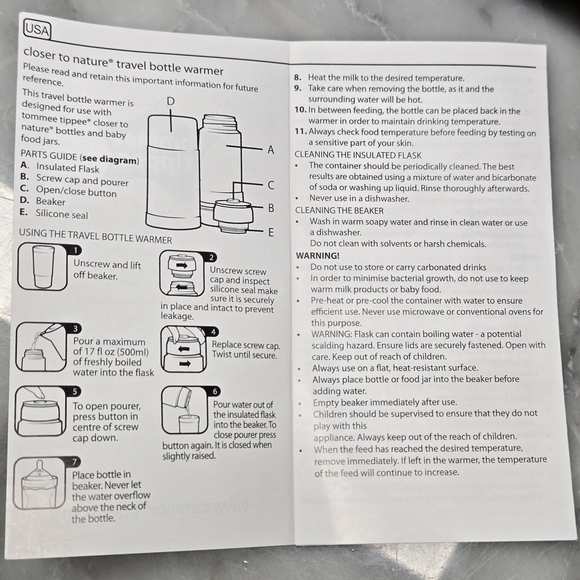 Tommee Tippee Travel Bottle & Food Warmer Thermal Insulated Closer to Nature NEW - Picture 12 of 12